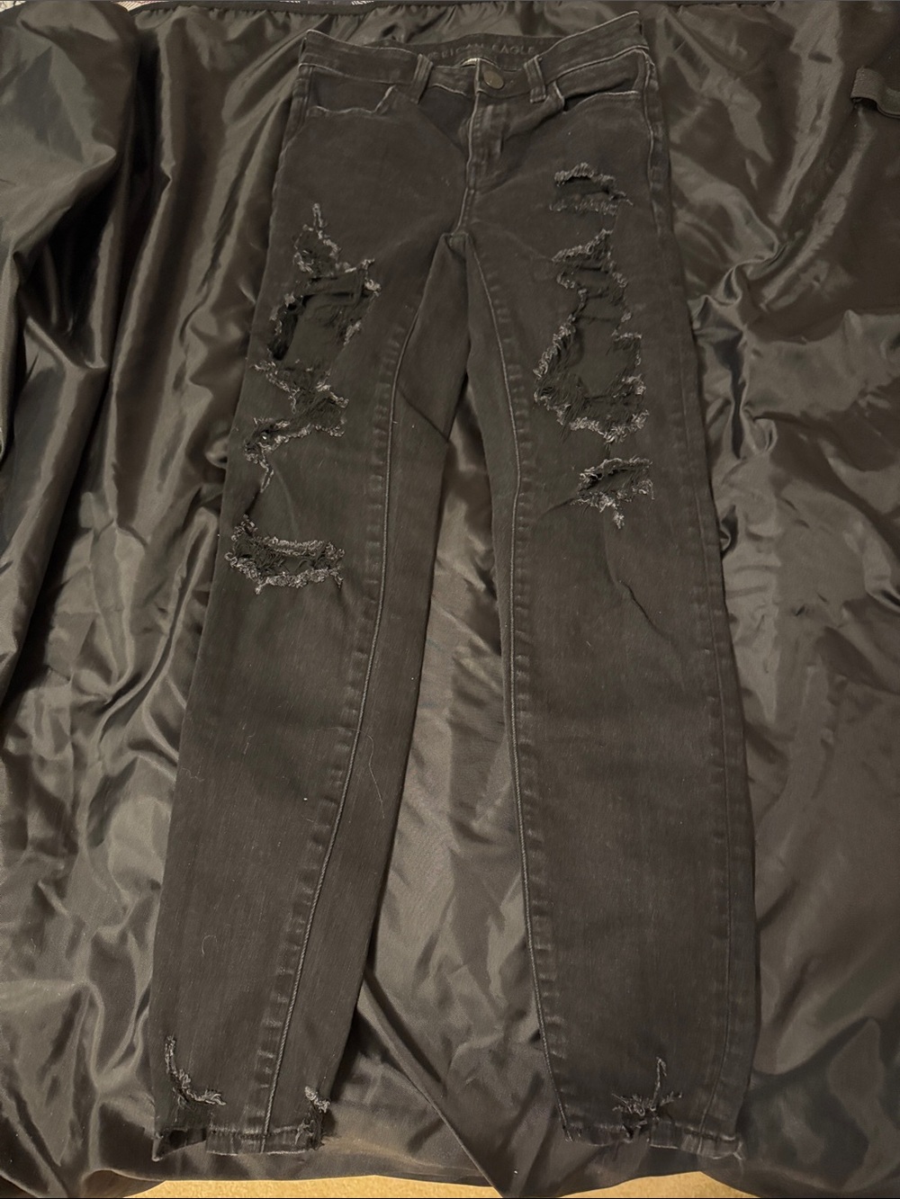 American Eagle Outfitters Black Ripped Skinny Jeans